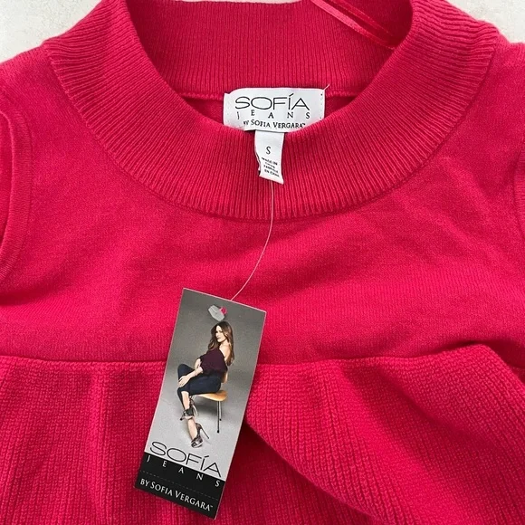 NWT SOFIA JEANS/ Pink/ Cold shoulders/ Knit long sleeve sweater/ Size US S - Picture 9 of 16